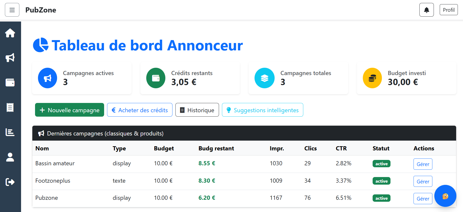 Illustration interface PubZone
